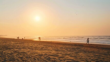 Mumbai. Joggers and yoga enthusiasts embrace peaceful Juhu Beach sunrise
