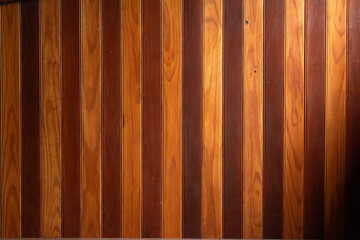 Two tone wood stained beadboard wainscoting