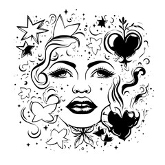 vector, flower, floral, design, illustration, art, pattern, element, decoration, nature, ornament, tattoo, butterfly, black, grunge, heart, skull, set, card, swirl, vintage, plant, silhouette, spring,