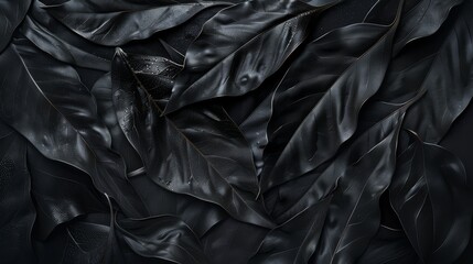 Textures of abstract black leaves 