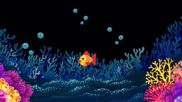 Deep Sea Fish Eat Bait 2D Animation On Alpha Channel
