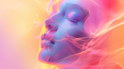 Ethereal vector face with dreamy colors and soft gradients, evoking a sense of otherworldly beauty.
