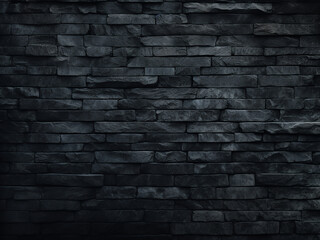 Design-ready dark stone surface background with black brick wall texture