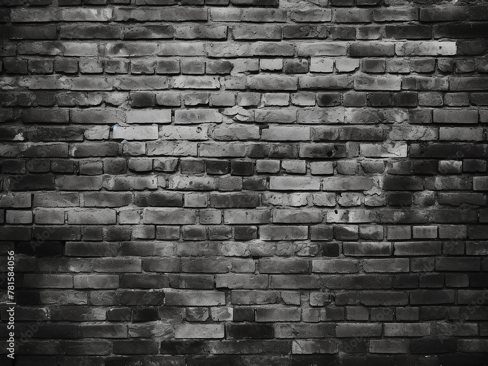 Wall mural Black and white brick wall, texture for design space