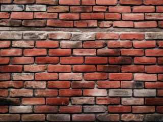 Obraz premium Panoramic view displays the brick wall masonry in a striking red hue