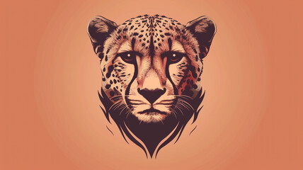 Graceful vector face of a sleek cheetah with a streamlined physique and focused eyes.