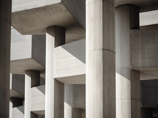 Abstract background features architectural detail of cement concrete columns