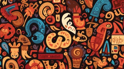 Tuinposter Monogram ethnic pattern vector Indonesia culture se © zoni