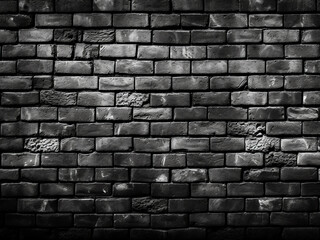 Black and white grudge brick wall depicted in close-up