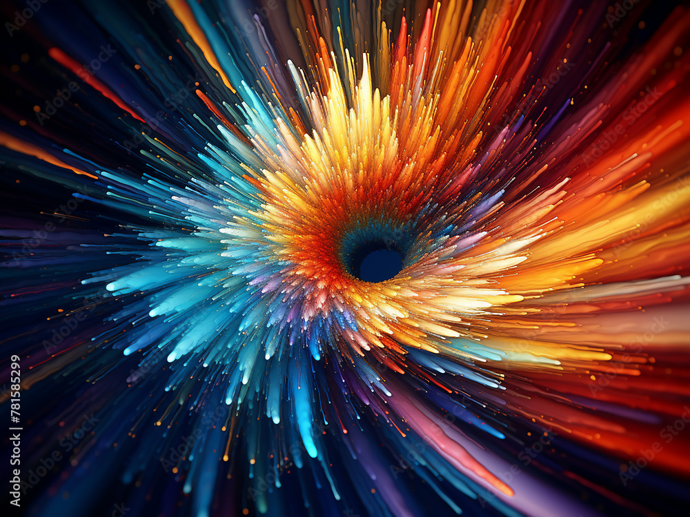 Poster Vibrant scribble elements form abstract concentric lines
