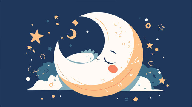 Moon icon vector image with white background 2d fla