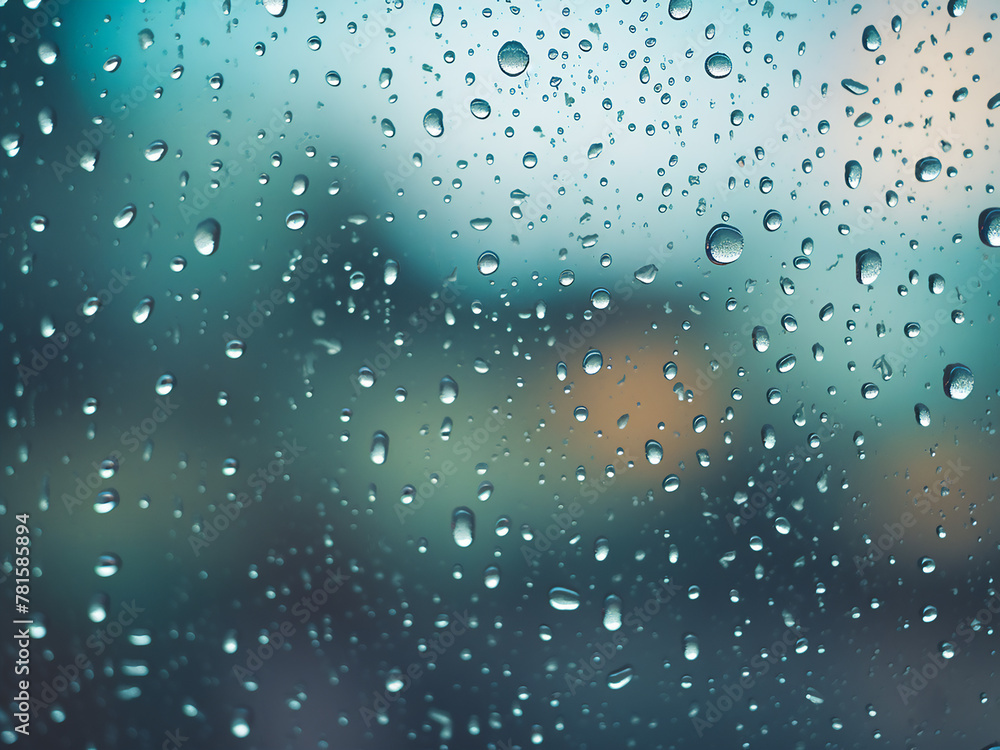 Poster dew drops create condensation on the window glass texture