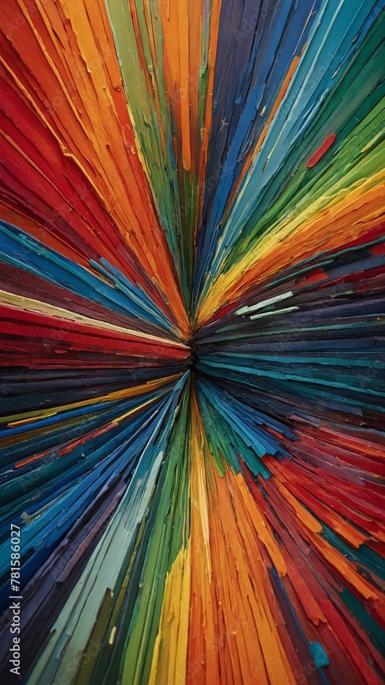 Poster vibrant explosion of colors radiates outward from central point, creating mesmerizing visual effect 