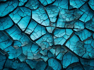 Foto op Canvas Abstract cyan asphalt surface cracks, ideal for design backgrounds © Llama-World-studio