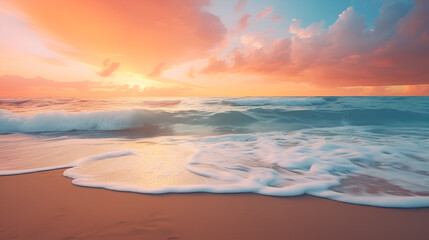 Fototapeta premium Closeup Sea Sand Beach and Panoramic Beach Landscape