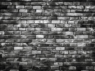 Decorative brick wall in black and white, serving as abstract background and texture