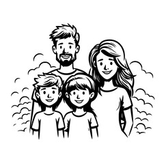 cartoon, family, boy, child, children, vector, kid, illustration, people, woman, kids, hair, baby, face, love, drawing, mother, father, fun, design, childhood, smile, son, set, smiling, playing, art, 
