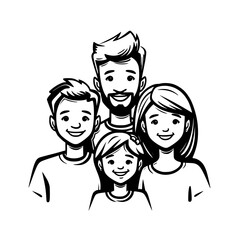 cartoon, family, boy, child, children, vector, kid, illustration, people, woman, kids, hair, baby, face, love, drawing, mother, father, fun, design, childhood, smile, son, set, smiling, playing, art, 