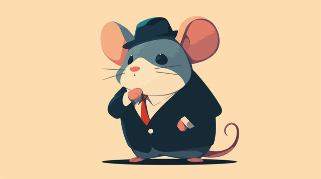 Mouse vector image illustration wearing suit and ha