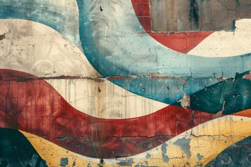 Abstract Wave Patterns on a Street Art Mural