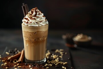 Whipped Cream Topped Frappe in a Festive Setting