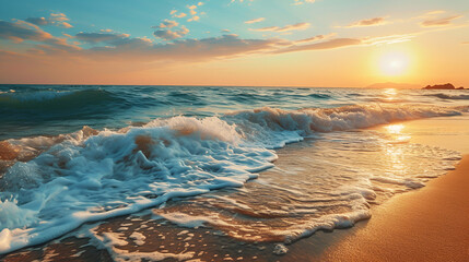 Closeup Sea Sand Beach and Panoramic Beach Landscape