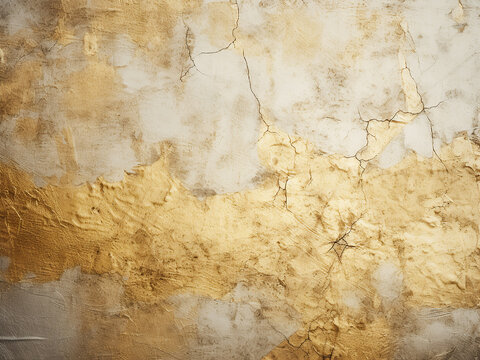 Golden crackled texture forms background with decorative paint