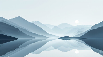 Minimalist artwork with a focus on clean lines and a subtle gradient, creating a visual journey of calm and serenity.