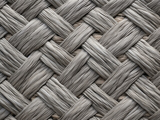 Sample of rough plaited grunge texture on a gray raffia place mat - obrazy, fototapety, plakaty