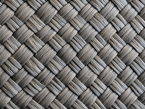 Texture sample: rough plaited grunge texture on gray raffia place mat