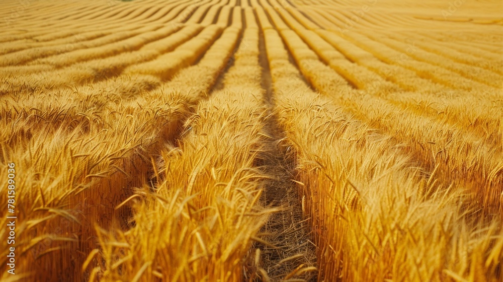 Aufkleber a path running through a wheat field