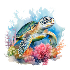 sea turtle swimming in water