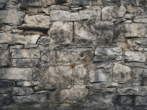 Aged and damaged: grunge stone wall with cement texture