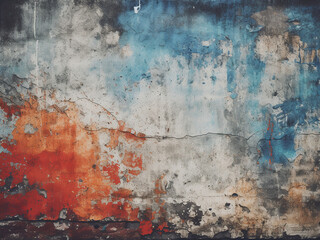 Abstract designs on grunge wall with detailed texture
