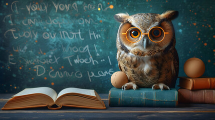 cosmic owl reading a book of constellations with animated stars and interactive constellations.