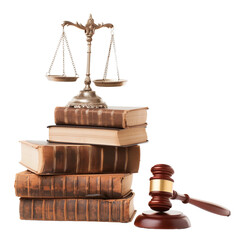 gavel and books, business law, isolated on transparent background