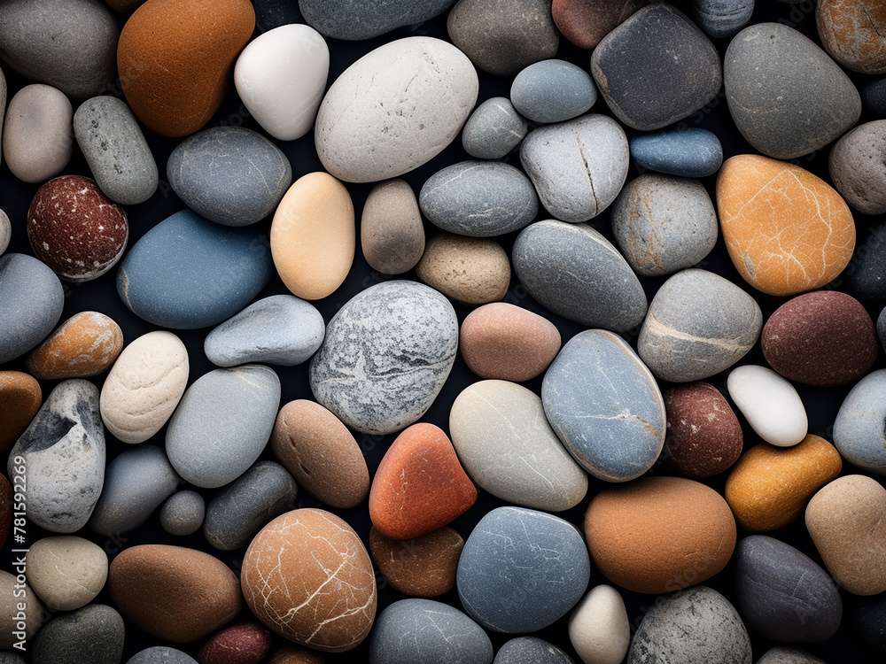 Poster texture of round rocks and pebbles forms pleasing background