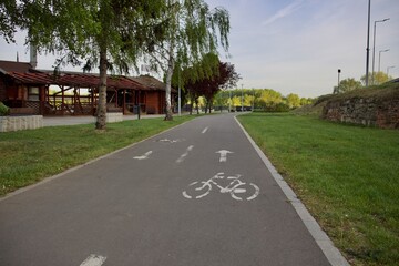 printed stencil of a bicycle on the asphalt