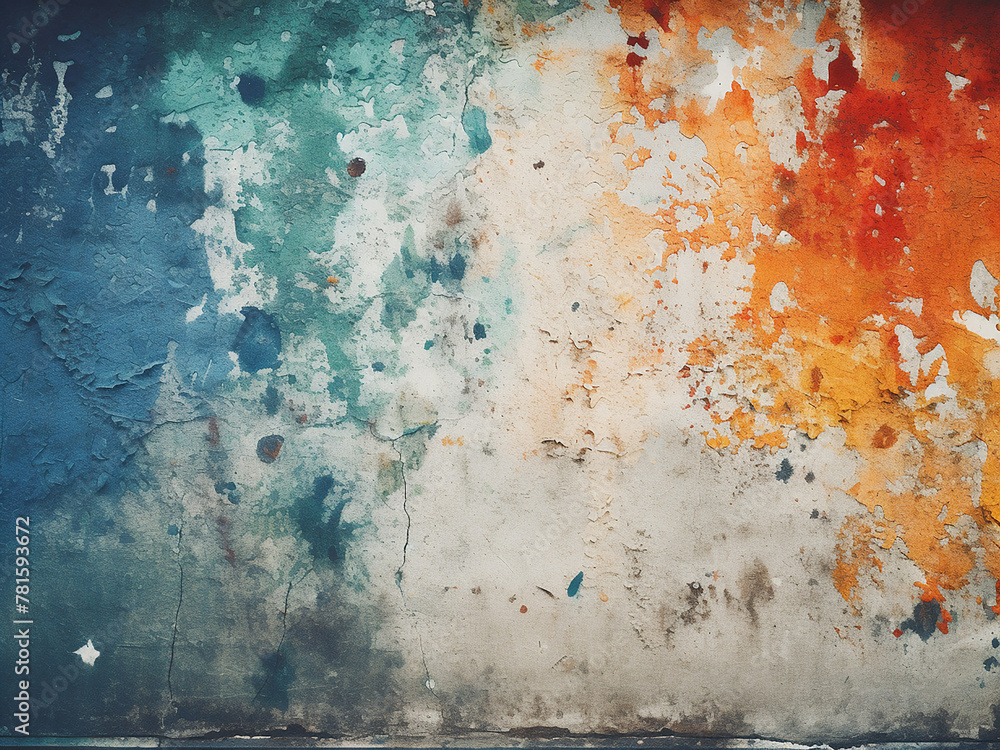 Wall mural Design backdrop: abstract paint stains on concrete wall