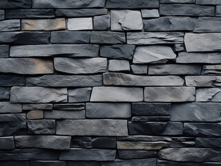 Decorative slate stone wall surface exhibits a distinctive pattern