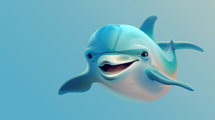 Playful vector face of a friendly dolphin with a cheerful smile and lively eyes.
