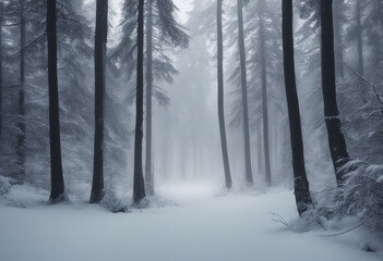 Amazing mystical rising fog forest snow snowy trees landscape snowscape in black forest (Schwarzwald