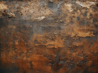 Abstract textured effect on rusty metallic plate created by AI