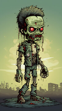 Illustrated zombe, cool zombie illustration, 8 bit zombie, cartoon zombie