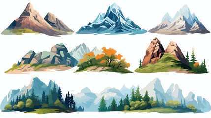 Nature mountains set variety of mountain massif vec - obrazy, fototapety, plakaty