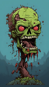 Illustrated zombe, cool zombie illustration, 8 bit zombie, cartoon zombie