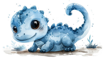 A cheerful blue and white cartoon lizard with a broad smile, radiating positivity and charm in its playful demeanor.