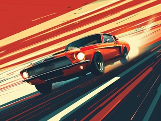 Obraz premium Drive rising with the tension in a high-stakes car race