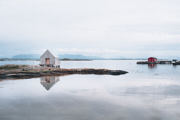 The fishermen's hut on the Atlantic ocean in the village of Bud, Norway.