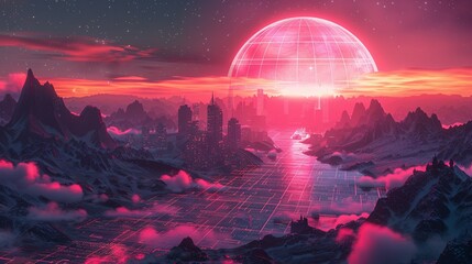 Synthwave Euphony  A euphonic and harmonious composition inspired by the synthwave genre, featuring retro-futuristic aesthetics and pulsating electronic melodies